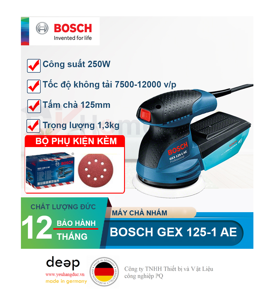 Máy Chà Nhám Rung Tròn Bosch GEX 125-1 AE   Piqi4 | Www.Thietbinhapkhau.Com | Công Ty PQ 