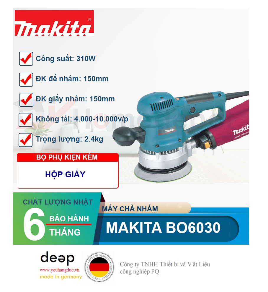 Máy chà nhám tròn Makita BO6030   Piqi4 | Www.Thietbinhapkhau.Com | Công Ty PQ 