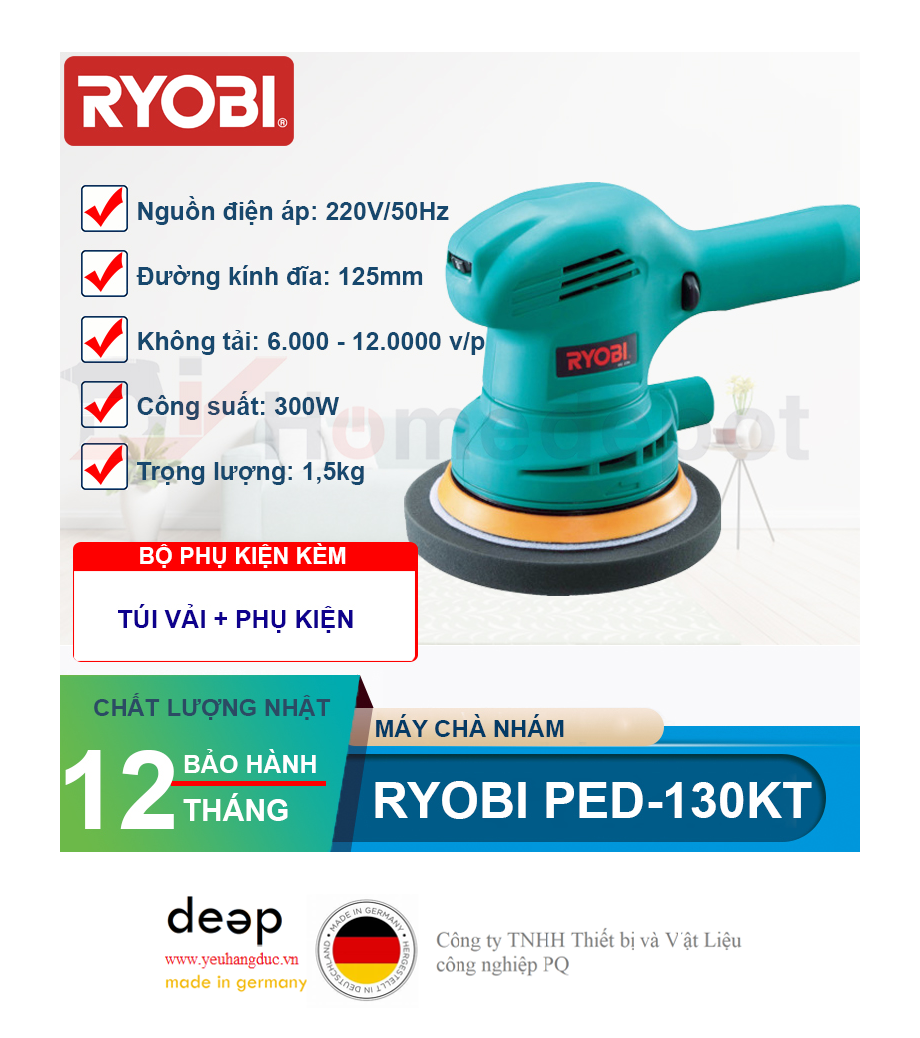 Máy chà nhám tròn Ryobi PED-130KT   Piqi4 | Www.Thietbinhapkhau.Com | Công Ty PQ 