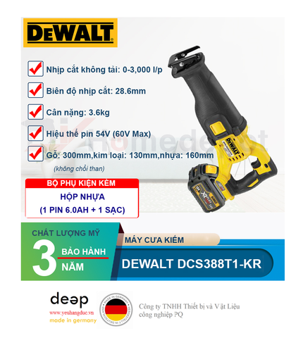  Máy cưa kiếm dùng pin Dewalt DCS388T1-KR   Piqi4 | Www.Thietbinhapkhau.Com | Công Ty PQ 