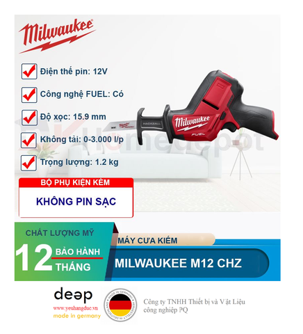  Máy cưa kiếm dùng pin Milwaukee M12 CHZ-0   Piqi4 | Www.Thietbinhapkhau.Com | Công Ty PQ 