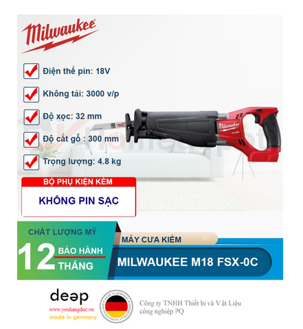  Máy cưa kiếm Milwaukee M18 FSX-0C (Solo)   Piqi4 | Www.Thietbinhapkhau.Com | Công Ty PQ 