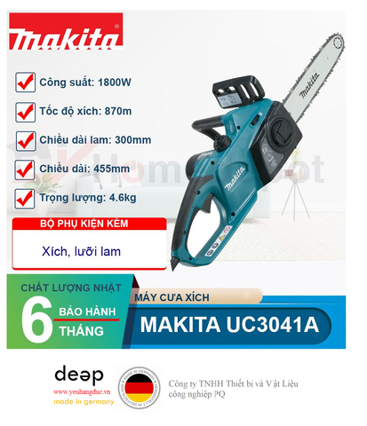  Máy cưa xích chạy điện Makita UC3041A   Piqi4 | Www.Thietbinhapkhau.Com | Công Ty PQ 