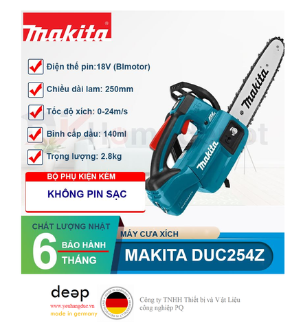  Máy cưa xích dùng pin Makita DUC254Z   Piqi4 | Www.Thietbinhapkhau.Com | Công Ty PQ 