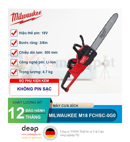  Máy cưa xích Milwaukee M18 FCHSC-0G0   Piqi4 | Www.Thietbinhapkhau.Com | Công Ty PQ 