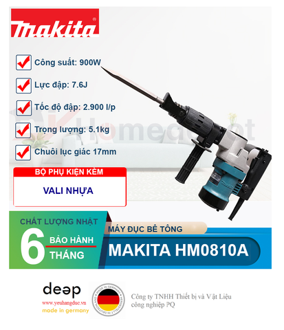  Máy đục bê tông Makita HM0810A 900W   Piqi4 | Www.Thietbinhapkhau.Com | Công Ty PQ 