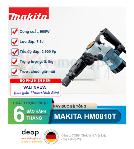  Máy đục bê tông Makita HM0810T 900W   Piqi4 | Www.Thietbinhapkhau.Com | Công Ty PQ 