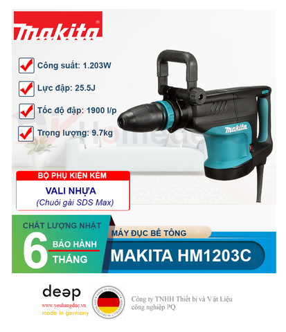  Máy đục bê tông Makita HM1203C 1510W   Piqi4 | Www.Thietbinhapkhau.Com | Công Ty PQ 