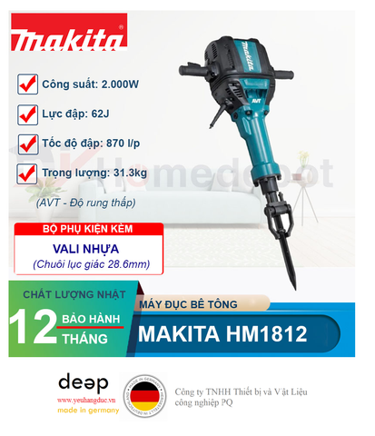  Máy đục bê tông Makita HM1812 2000W   Piqi4 | Www.Thietbinhapkhau.Com | Công Ty PQ 