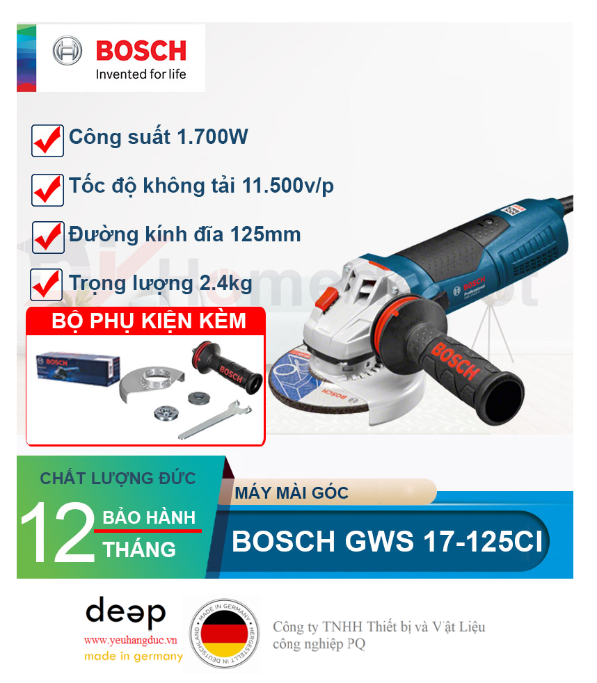 Máy Mài Góc Bosch GWS 17-125 CI   Piqi4 | Www.Thietbinhapkhau.Com | Công Ty PQ 