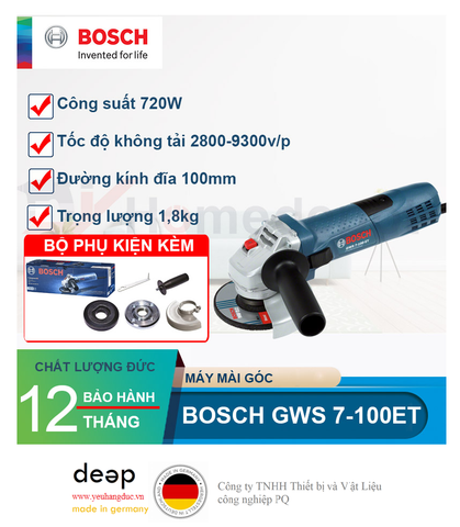  Máy Mài Góc Bosch GWS 7-100ET 720W  Piqi4 | Www.Thietbinhapkhau.Com | Công Ty PQ 
