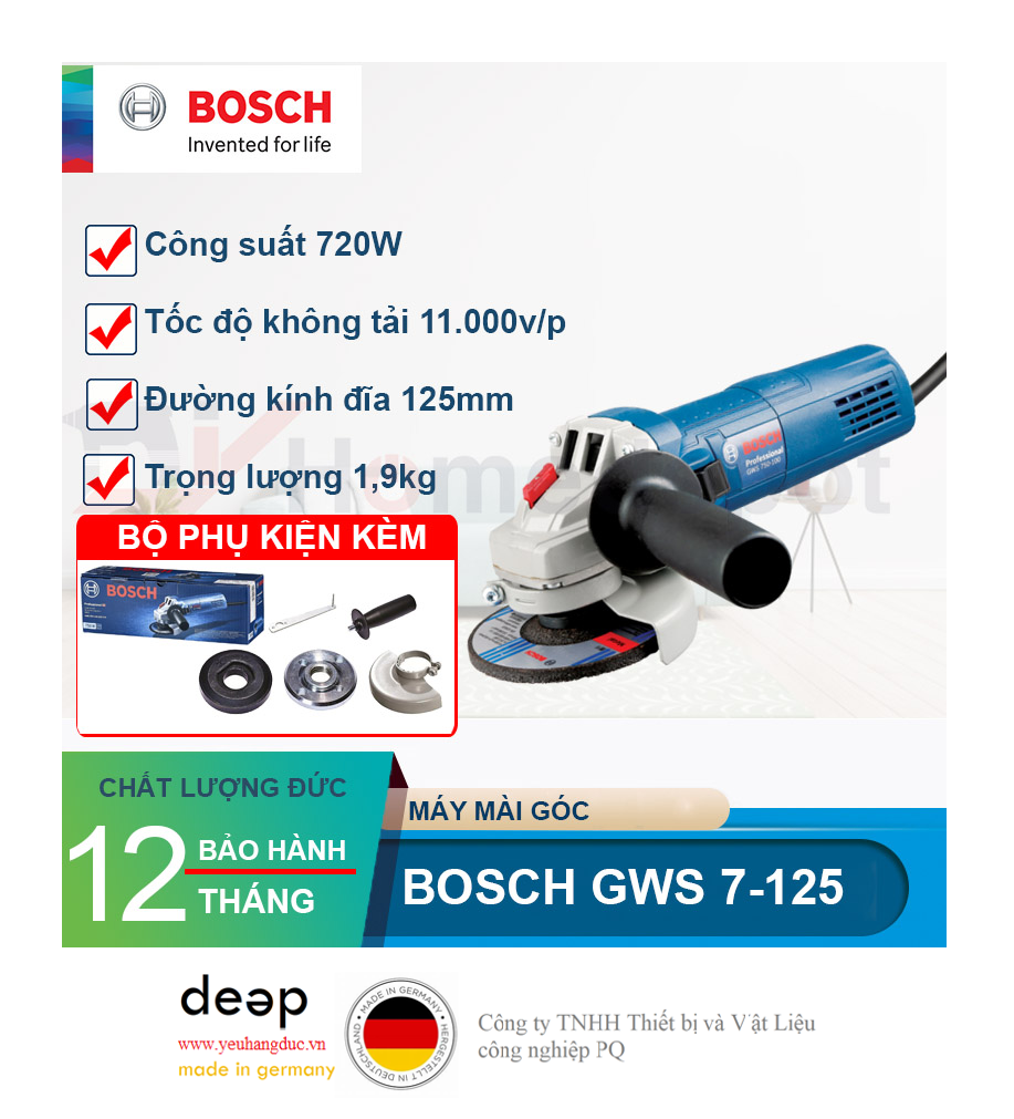 Máy Mài Góc Bosch GWS 7-125   Piqi4 | Www.Thietbinhapkhau.Com | Công Ty PQ 