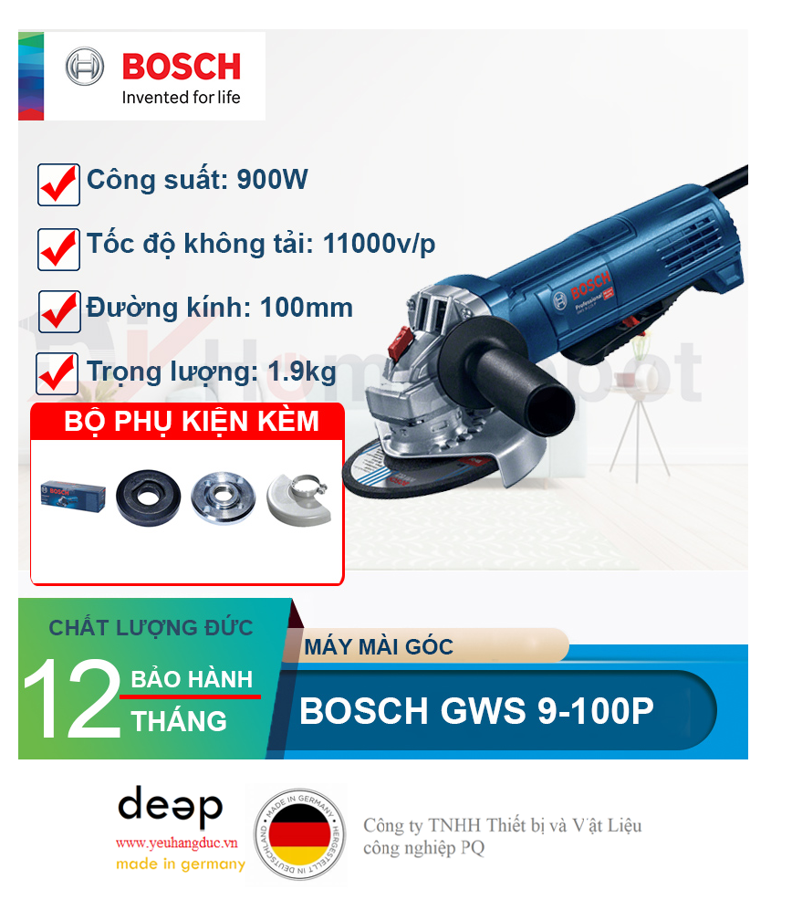 Máy mài góc Bosch GWS 9-100P   Piqi4 | Www.Thietbinhapkhau.Com | Công Ty PQ 