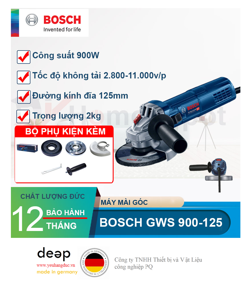 Máy mài góc Bosch GWS 900-125S   Piqi4 | Www.Thietbinhapkhau.Com | Công Ty PQ 