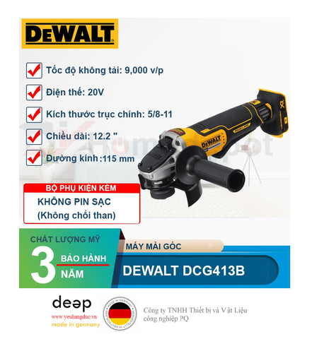  Máy mài góc dùng pin Dewalt DCG413B 20V   Piqi4 | Www.Thietbinhapkhau.Com | Công Ty PQ 
