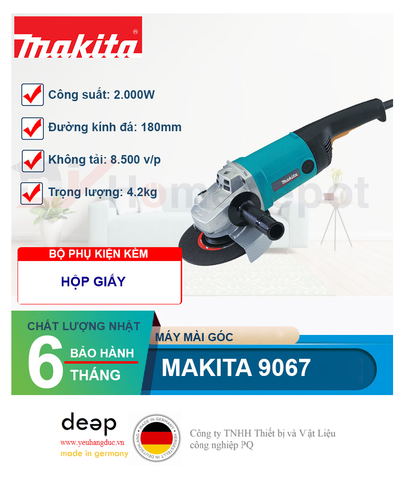  Máy mài góc Makita 9067 2000W   Piqi4 | Www.Thietbinhapkhau.Com | Công Ty PQ 