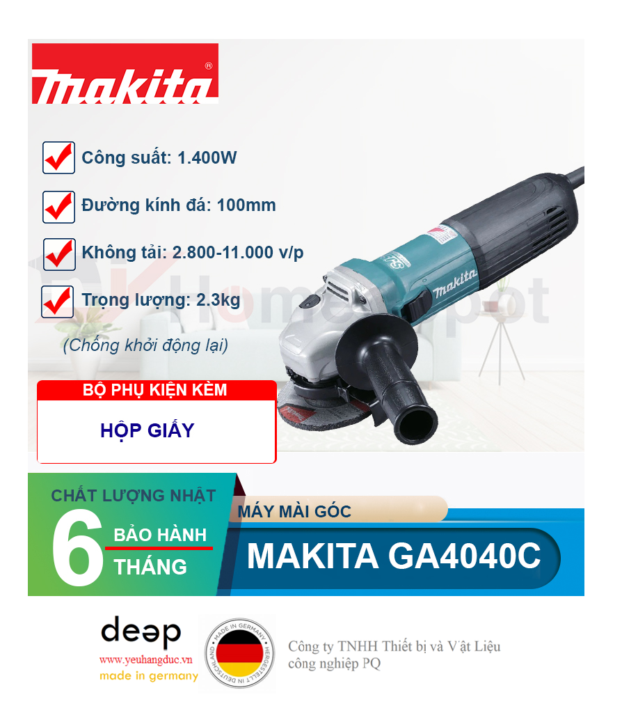 Máy mài góc Makita GA4040C 1400W   Piqi4 | Www.Thietbinhapkhau.Com | Công Ty PQ 