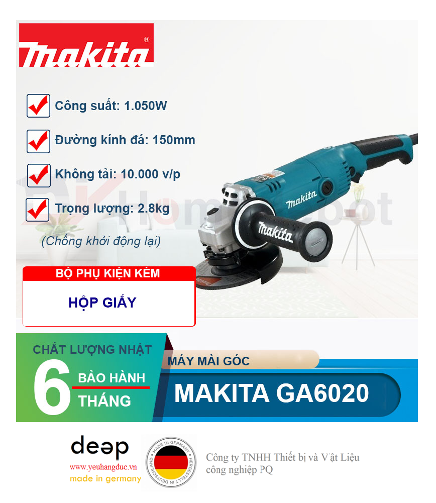 Máy mài góc Makita GA6020 1050W   Piqi4 | Www.Thietbinhapkhau.Com | Công Ty PQ 