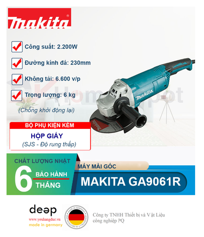  Máy mài góc Makita GA9061R 2200W   Piqi4 | Www.Thietbinhapkhau.Com | Công Ty PQ 