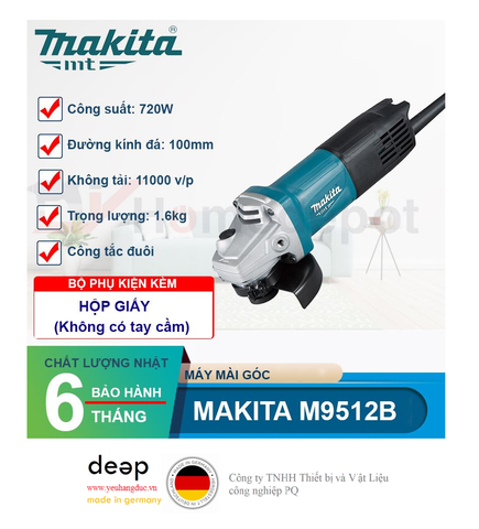  Máy Mài Góc Makita M9512B 720W   Piqi4 | Www.Thietbinhapkhau.Com | Công Ty PQ 