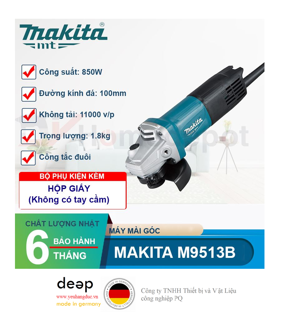 Máy Mài Góc Makita M9513B (công tắc đuôi)   Piqi4 | Www.Thietbinhapkhau.Com | Công Ty PQ 