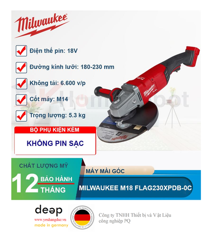  Máy mài góc Milwaukee M18 FLAG230XPDB-0C   Piqi4 | Www.Thietbinhapkhau.Com | Công Ty PQ 