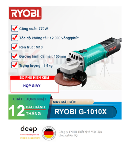  Máy mài góc Ryobi G-1010X 770W   Piqi4 | Www.Thietbinhapkhau.Com | Công Ty PQ 