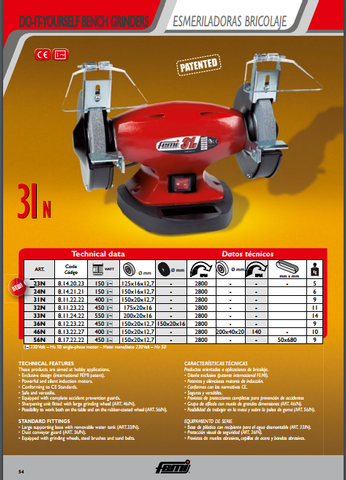  Máy Mài, Máy Đánh Bóng hai đầu Inox Femi Loại 33N, %100 Châu Âu.. Code: 2.10.000.0065 | www.thietbinhapkhau.com | Công ty PQ 