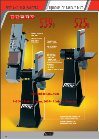  Máy mài, máy đánh bóng inox Femi bằng dây đai giấy nhám vòng loại 525B, %100 châu Âu. Code: 2.10.000.0075 | www.thietbinhapkhau.com | Công ty PQ 
