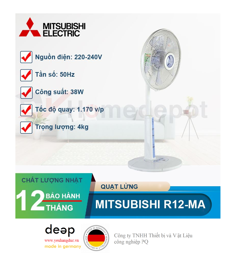 Quạt lửng Mitsubishi R12-MA (Xanh)   Piqi4 | Www.Thietbinhapkhau.Com | Công Ty PQ 