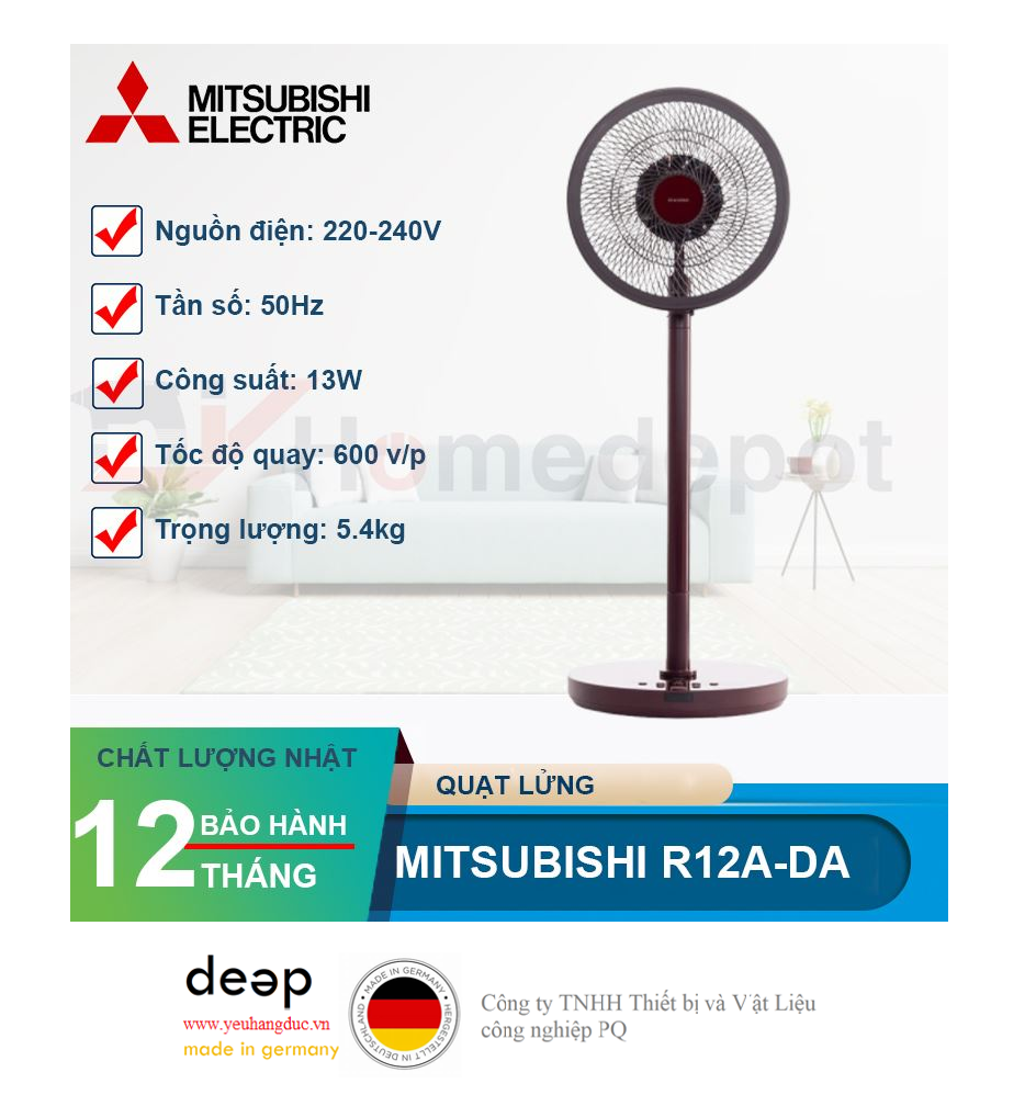 Quạt lửng Mitsubishi R12A-DA (Đỏ)   Piqi4 | Www.Thietbinhapkhau.Com | Công Ty PQ 