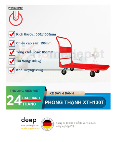  Xe đẩy 4 bánh Phong Thạnh XTH130T   Piqi4 | Www.Thietbinhapkhau.Com | Công Ty PQ 