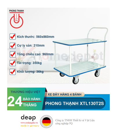  Xe đẩy hàng 4 bánh Phong Thạnh XTL130T2S   Piqi4 | Www.Thietbinhapkhau.Com | Công Ty PQ 