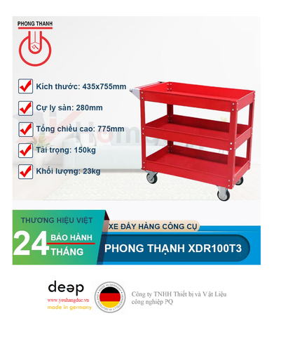  Xe đẩy hàng công cụ Phong Thạnh XDR100T3   Piqi4 | Www.Thietbinhapkhau.Com | Công Ty PQ 