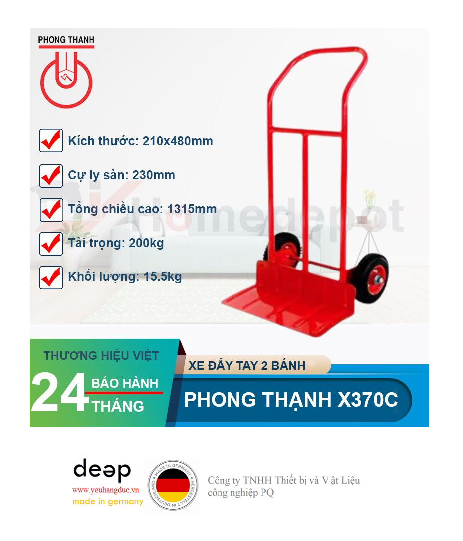 Xe đẩy tay 2 bánh Phong Thạnh X370C   Piqi4 | Www.Thietbinhapkhau.Com | Công Ty PQ 