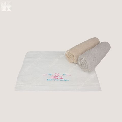 MẪU KHĂN THÊU LOGO COTTON WEDDING 40x80cm