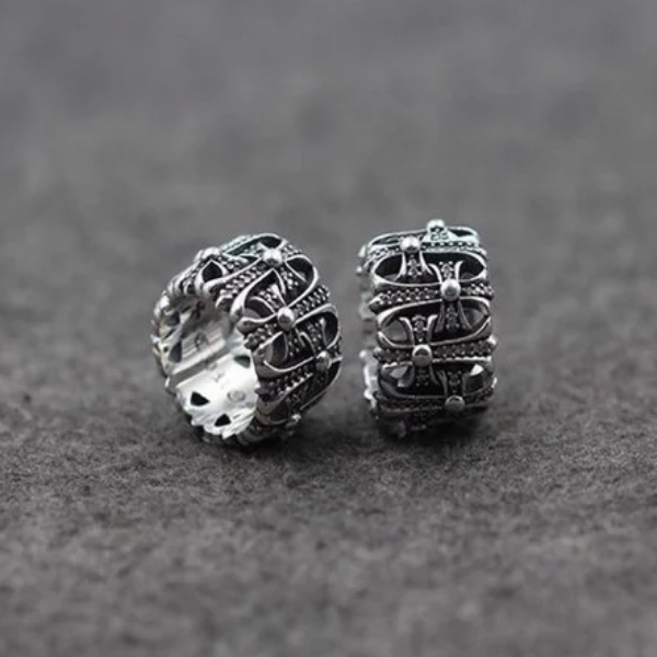  Nhẫn Bạc Chrome Hearts Thập Tự Đá Trắng - NB271 