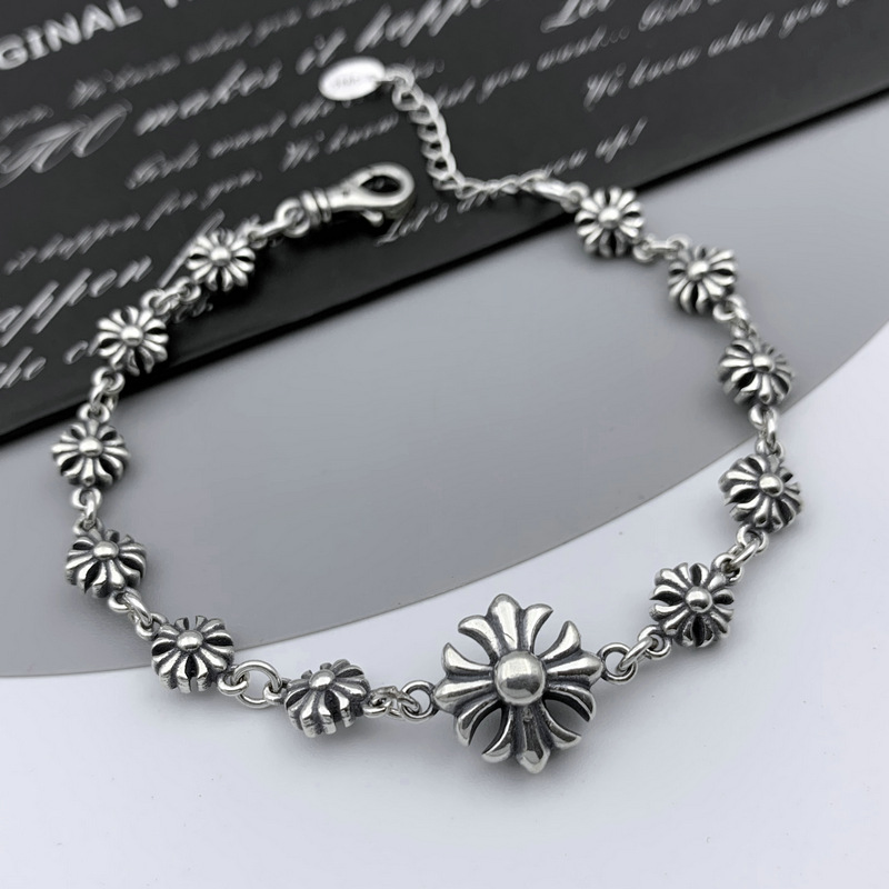  Lắc Tay Bạc Chrome Hearts Hoa Cộng - LB233 