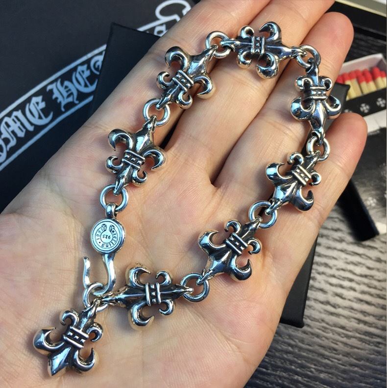  Lắc Tay Bạc Chrome Hearts Hoa Iris - LB234 