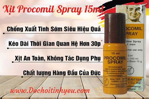 Thuốc xịt chống xuất tinh sớm Procomil Spray 15ml