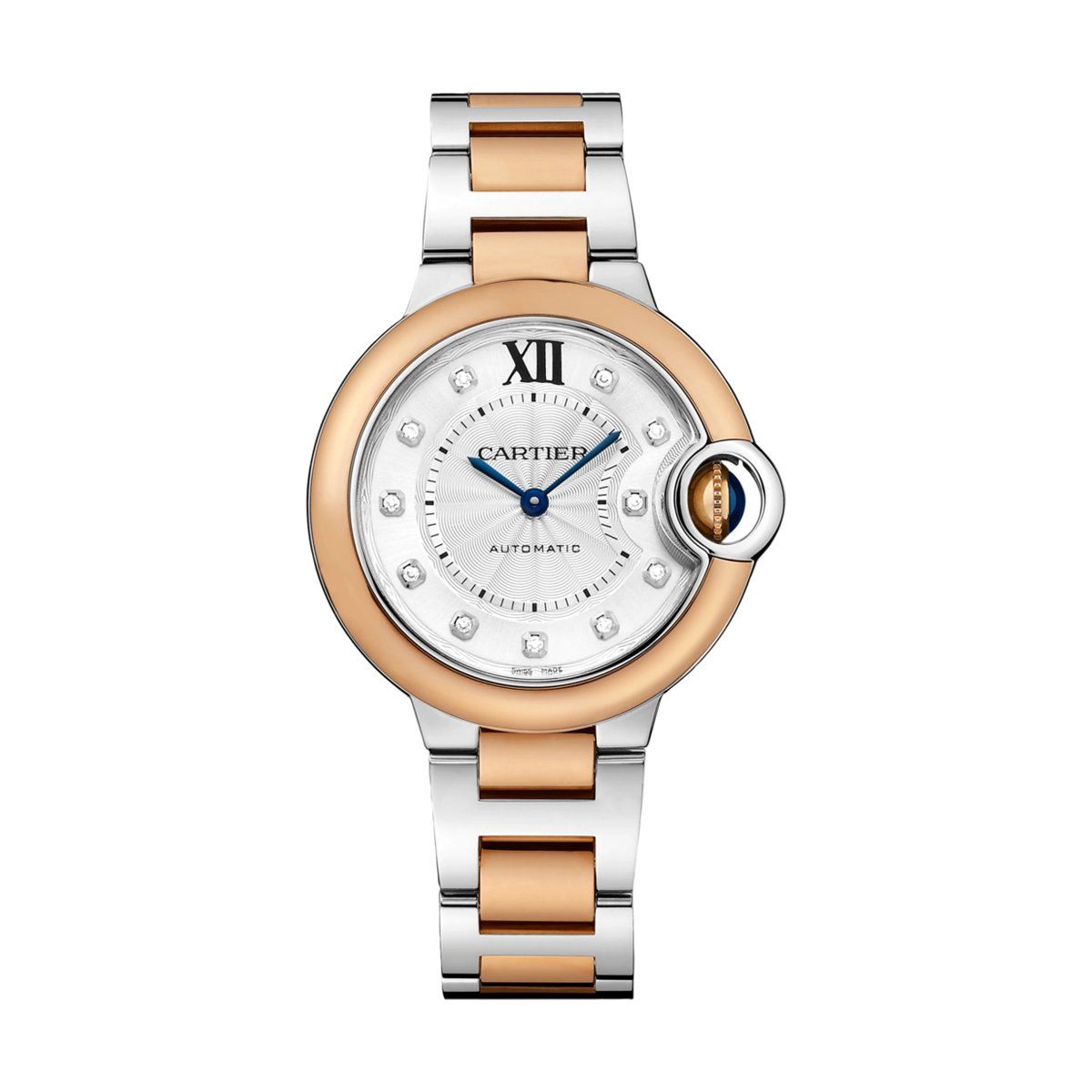 Cartier Ballon Bleu de Cartier 33mm Pink Gold Steel Diamonds