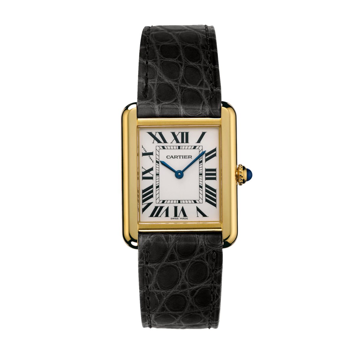 Cartier Tank Solo Small Model Yellow Gold And Steel Leather