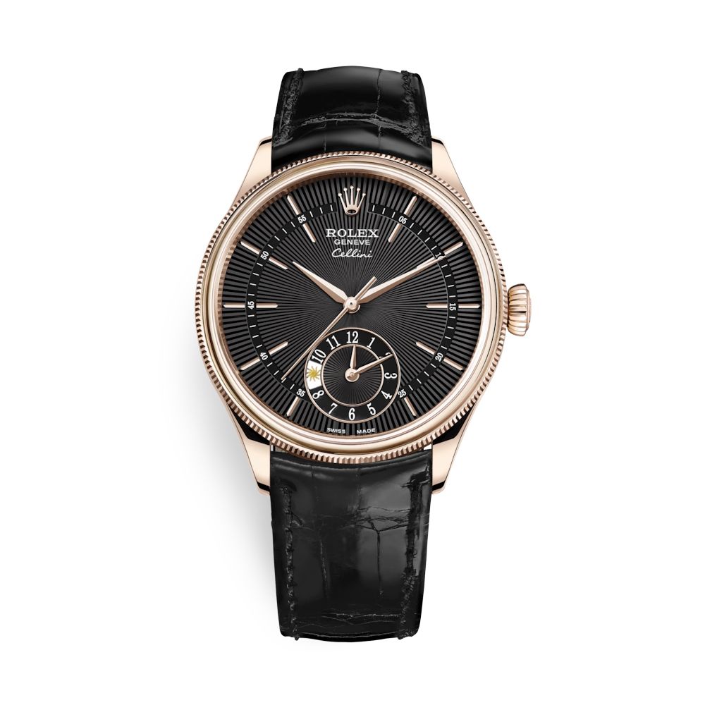 Rolex Cellini Dual Time 39mm Rose Gold Black Black 50525-0011