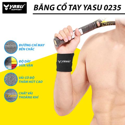 Băng cổ tay thấm mồ hôi thoáng khí phù hợp chơi thể thao gym, bóng bàn...Yasu 0235 (1 chiếc)