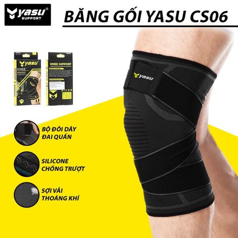 Băng đầu gối Yasu có dây quấn trợ lực dày dặn co giãn 4 chiều YSC06