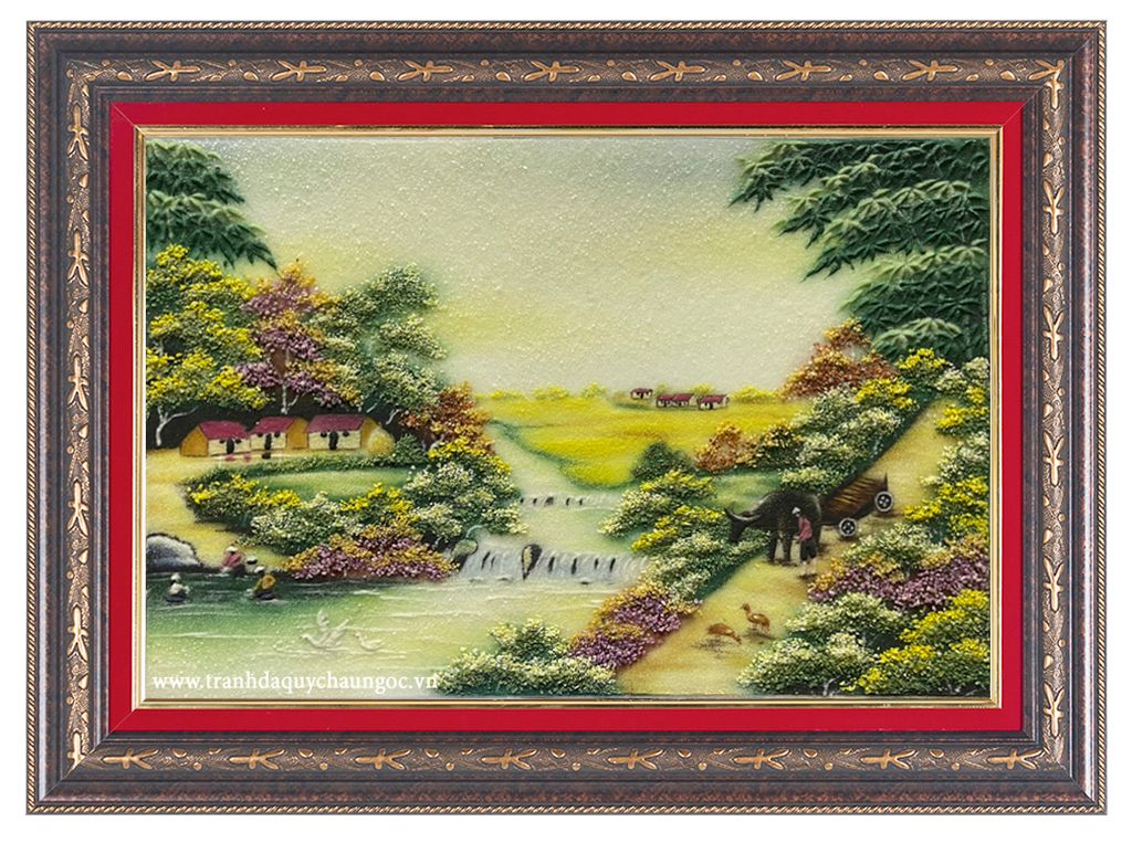 Tranh đá quý Làng Quê - 14 ( KT: 35 x 50 )