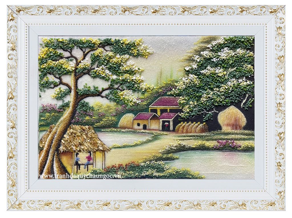 Tranh đá quý Làng Quê - 20 ( KT: 35 x 50 )