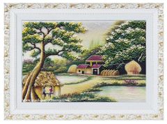 Tranh đá quý Làng Quê - 20 ( KT: 35 x 50 )