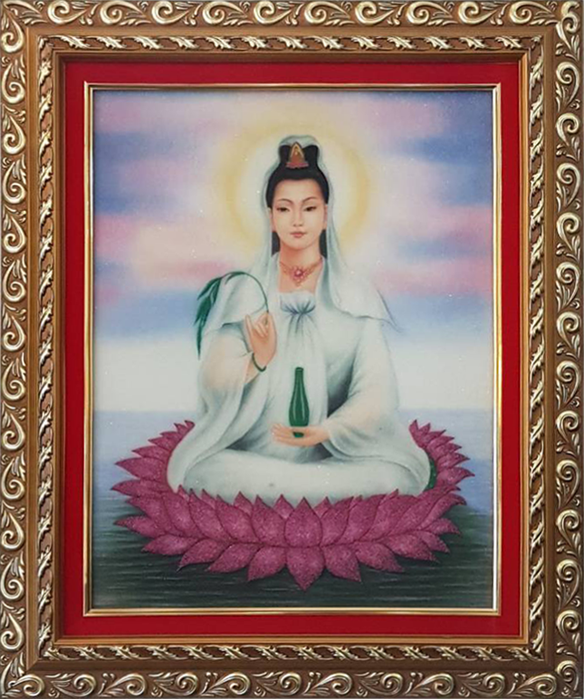 Tranh đá quý Phật Bà Quan Âm ( KT: 45 x 60 )