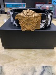 Belt Versace 2 mặt da bê hoa văn